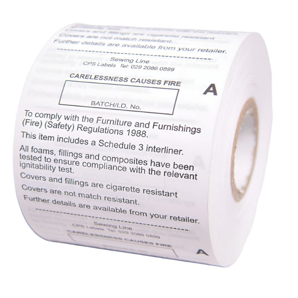 Fabric Labels All F/R (does NOT inc. Sch 3 Interliner) or (Inc. Schedule 3 Interliner)